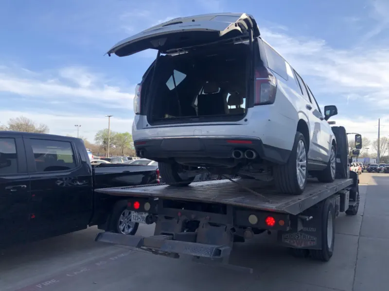 Chevrolet Tahoe on a Dallas Towing Company flatbed in Dallas, TX
